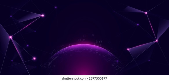 Abstract technology banner,Data network connection glowing lines with polygon elegant background vector, corporate business concept