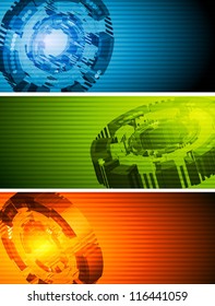 Pancartas tecnológicas abstractas. Pasos de fondo del vector 10