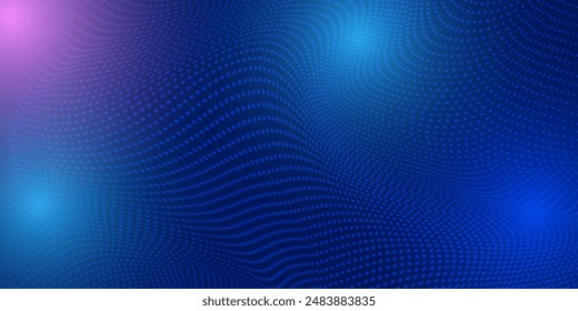 Abstract technology big data digital background. Dot blue wave light screen gradient texture background.