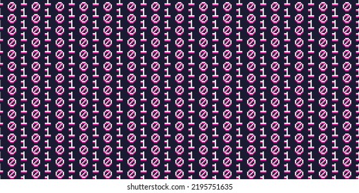 Abstract Technology Big Data illustration Binary code seamless pattern pixel art style Background
