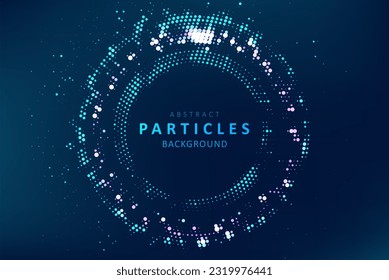 Abstract technology big data visualization. Innovation future data. Digital circles of particles. Graphic concept for your design