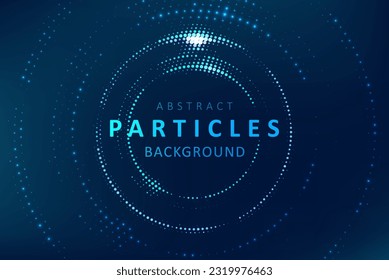 Resumen de la visualización de grandes datos de la tecnología. Datos futuros sobre la innovación. Círculos digitales de partículas. Concepto gráfico para su diseño