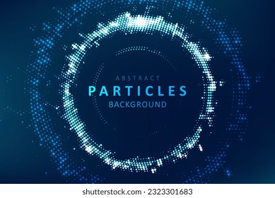 Abstract technology big data visualization. Innovation future data. Digital circles of particles. Graphic concept for your design