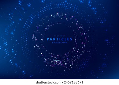 Abstract technology big data visualization. Innovation future data. Digital circles of particles. Graphic concept for your design