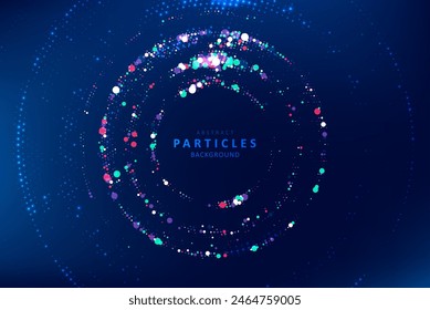 Abstract technology big data visualization. Innovation future data. Digital circles of particles. Graphic concept for your design