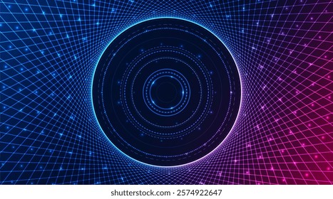 Abstract technology big data visualization. Innovation future data. Digital circles of particles. Graphic concept for your design