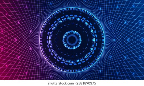 Abstract technology big data visualization. Innovation future data. Digital circles of particles. Graphic concept for your design