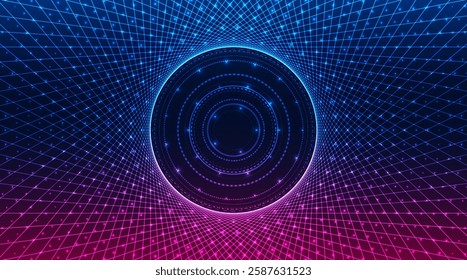 Abstract technology big data visualization. Innovation future data. Digital circles of particles. Graphic concept for your design