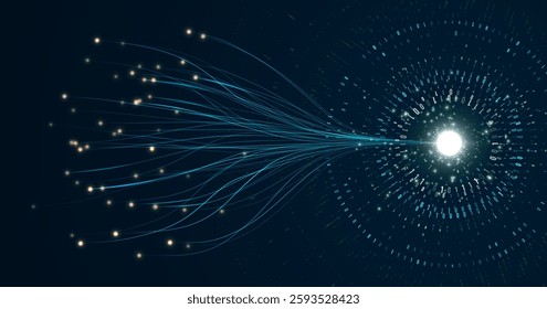 Abstract technology big data visualization. Innovation future data. Digital circles of particles. Graphic concept for your design