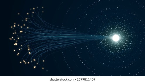 Abstract technology big data visualization. Innovation future data. Digital circles of particles. Graphic concept for your design