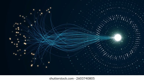 Abstract technology big data visualization. Innovation future data. Digital circles of particles. Graphic concept for your design