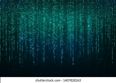 Abstract Technology Binary code Background with binary data fall from the top of the screen.Digital binary data and Secure Data Concept