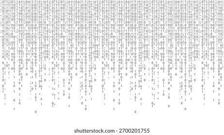 Abstract technology binary code background. Big data, decryption, algorithm, and encryption element. Numbers matrix script, computer cyber source, hacker program. Vector illustration.