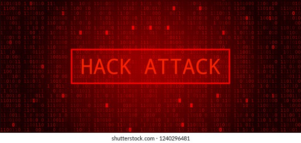 Abstract Technology Binary Code Dark Red Background. Hacker Attack or Ransomware Concept