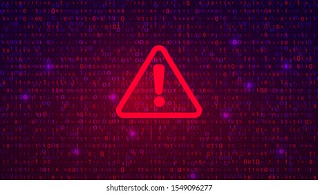Abstract Technology Binary Code Dark Red Background. Cyber Attack, Ransomware, Malware, Scareware Concept