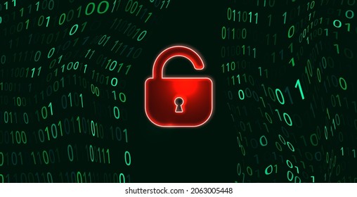 Abstract Technology Binary Code Dark Red Background. Cyber Attack, Ransomware, Malware, Scareware Concept