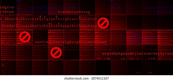 Abstract Technology Binary Code Dark Red Background. Cyber Attack, Ransomware, Malware, Scareware Concept