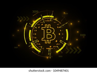 Abstract technology, Bitcoin crypto currency, Futuristic digital background, Vector illustration