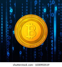 Abstract technology bitcoin symbol. Virtual money / Digital currency. Vector illustration.