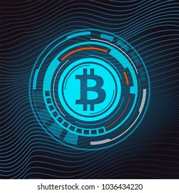 Abstract technology bitcoin symbol. Virtual money. Digital  currency, vector illustration