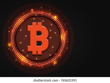 Abstract technology bitcoin symbol. Virtual money / Digital currency. Vector illustration.