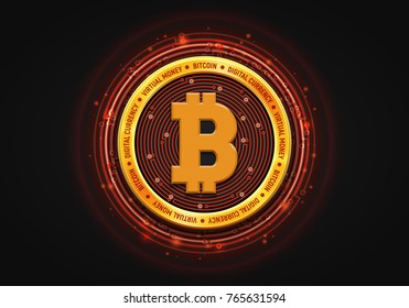 Abstract technology bitcoin symbol. Virtual money / Digital currency. Vector illustration.