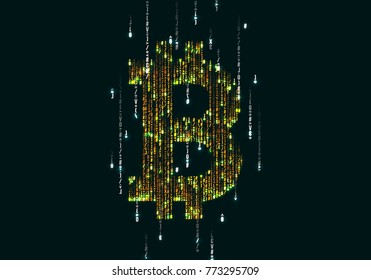 Abstract technology bitcoin symbol. Virtual money / Digital currency. Vector illustration.