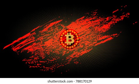 Abstract technology bitcoin symbol. Virtual money / Digital currency. Vector illustration.