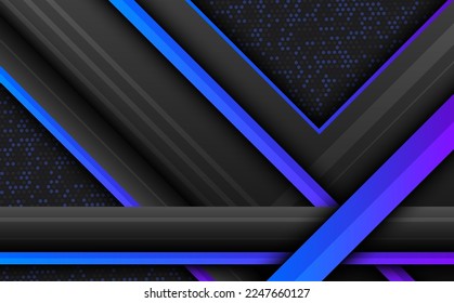 Tecnología abstracta fondo geométrico negro y azul