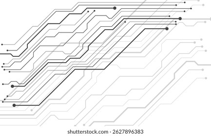 Abstract technology Black lines circuit cyber pattern on white background vector illustration.