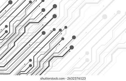 Abstract technology Black lines circuit cyber pattern on white background vector illustration.