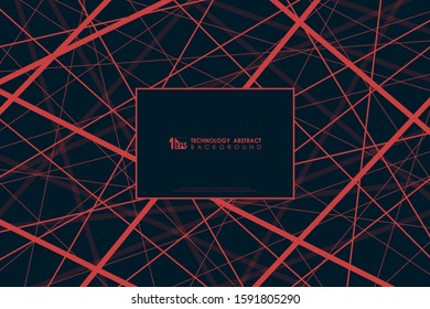 Abstract technology black tech red line elements on dark blue background. Decorate for poster, template, artwork, presentation. illustration vector eps10