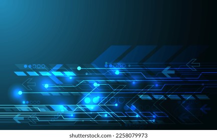 Abstract technology blue arrow circuit cyber direction geometric power digital with blank space design modern futuristic background vector illustration.