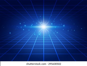 Abstract Technology Blue Background with Bright Flare, Vector Illustration