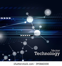 Abstract Technology Blue Background with Bright Flare, Vector Illustration
