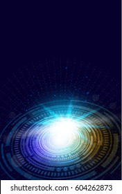Abstract Technology Blue Background with Bright Flare, Vector Illustration