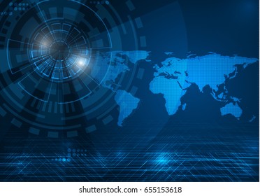 Abstract Technology Blue Background with Bright Flare, Vector Illustration