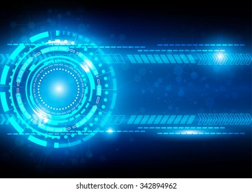 Abstract Technology Blue Background with connection and Bright Flare. Vector Illustration