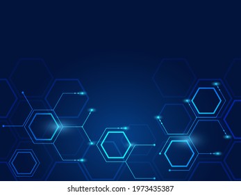 Abstract technology blue background geometric, digital, cyber, element, system.