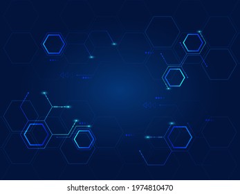 Abstract technology blue background geometric, digital, cyber, element, system, design.