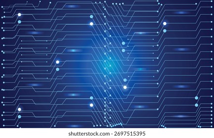 Fondo azul de la tecnología Abstractas con la placa de circuito intrincada y el diseño digital de la red