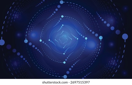 Tecnologia abstrata fundo azul com placa de circuito intrincado e design de rede digital