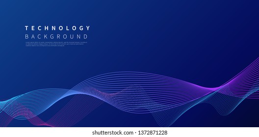 Abstract technology blue background. Lines wave. Vector illustration