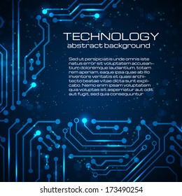 Abstract technology blue background with space for your text. Vector illustration.