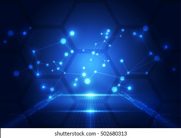 Abstract technology blue background. Vector illustration.