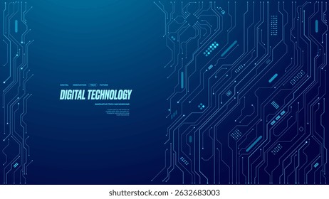Abstract technology blue circuit board texture or pattern. Web background design with text. Futuristic blue circuit board on tech bg. AI innovation concept. Light blue connected dots and lines. Vector