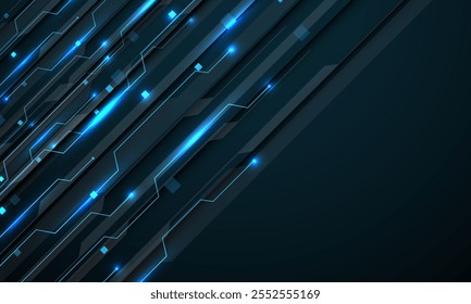 Abstract technology blue circuit cyber futuristic dynamic blank space design modern creative background vector illlustration.