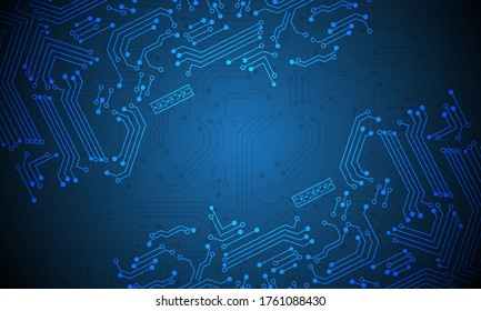 Abstract technology blue circuit mainboard computer futuristic background vector illustration.