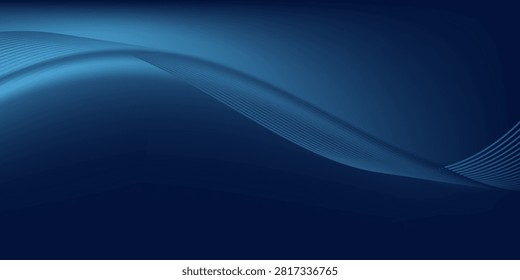 Abstract Technology blue curve, Modern tech banner, corporate business concept, hi-tech abstract background