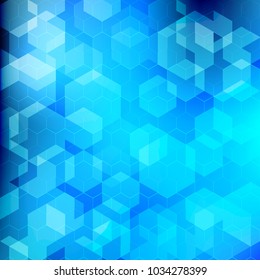 Abstract technology blue geometric hexagon pattern background. Vector illustration